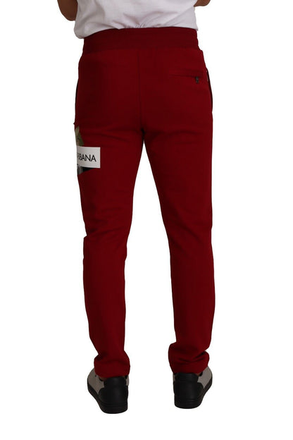 Red jogging pants crafted in Italy from 100% cotton material