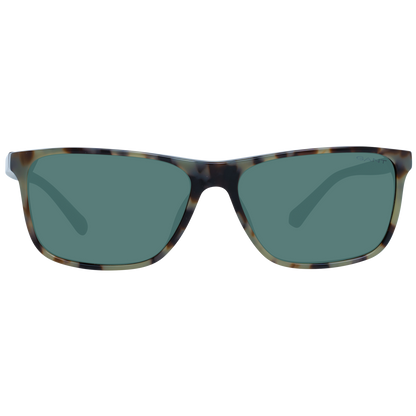 Square style brown sunglasses with green lenses and full-rim