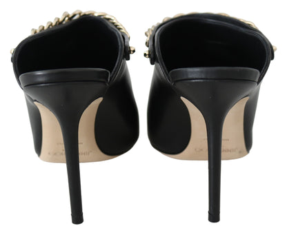 Jimmy Choo Elegant Black Gold Leather Pumps: Luxury designer shoes for women