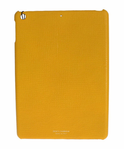Dolce & Gabbana Chic Yellow Leather Tablet Case with sleek black details and 100% leather construction