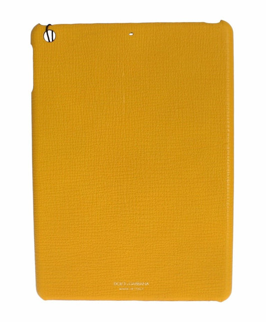 Dolce & Gabbana Chic Yellow Leather Tablet Case with sleek black details and 100% leather construction