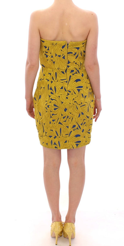 Beautiful wearable art with bright yellow and blue hues