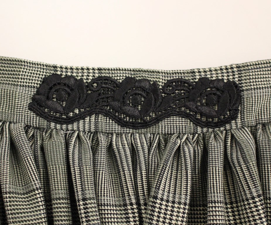 Brand new, high-end gray checkered wool shorts skirt with tags attached