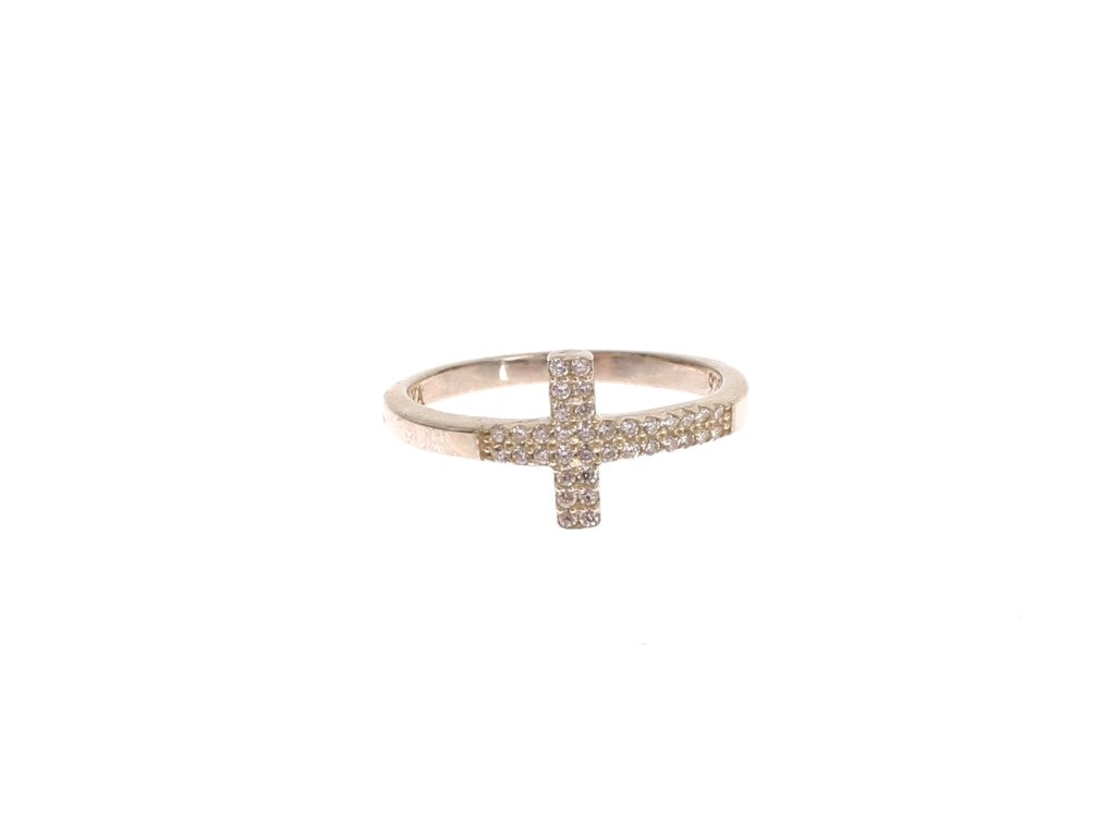 Nialaya Silver CZ Cross Statement Ring in 925 Silver for Women