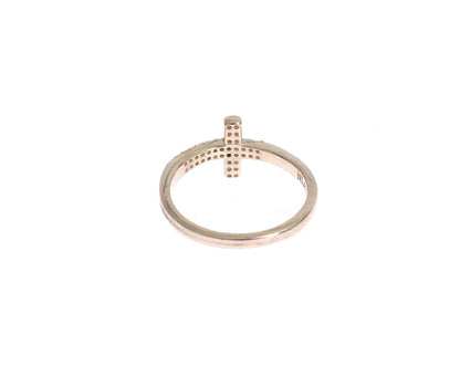 Handmade Clear CZ Cross Ring from Nialaya in Silver