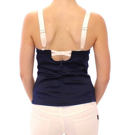 Blue tank top with multicolor sailor motif, crafted in Italy