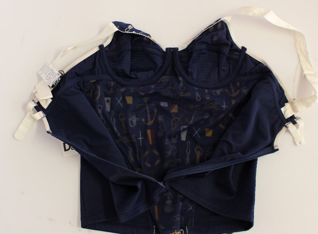 Italian-crafted tank top with sailor motif, adjustable shoulder straps, and back zipper