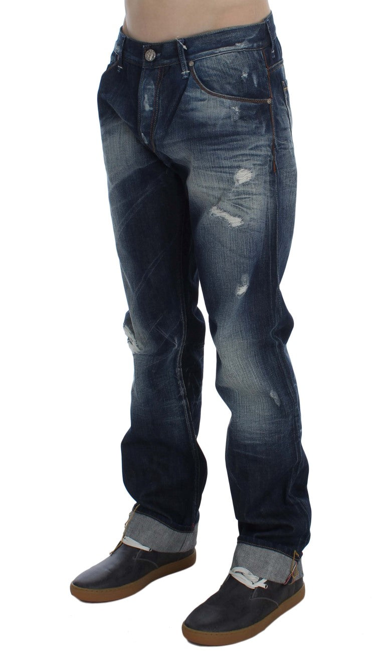 Italian crafted Acht Regular Fit Blue Wash Jeans for men