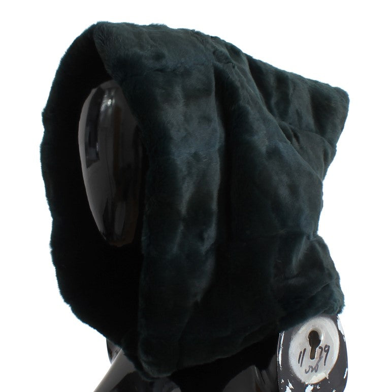 Dolce & Gabbana Green Fur Hooded Scarf