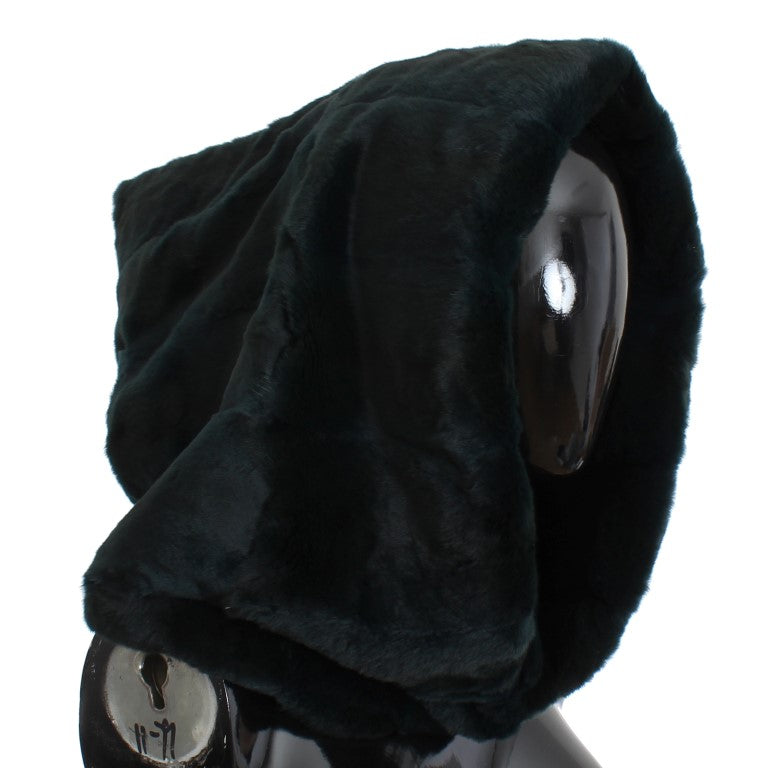 Dolce & Gabbana Green Fur Hooded Scarf