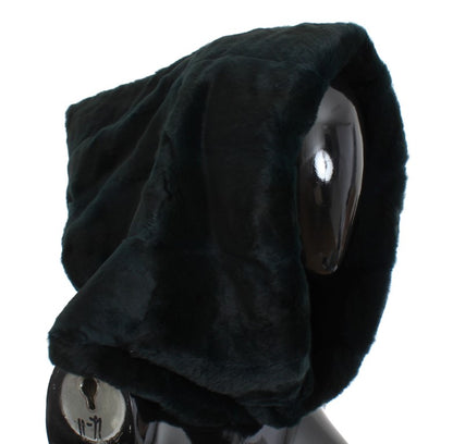 Exquisite Green Weasel Fur Hooded Scarf by Dolce & Gabbana