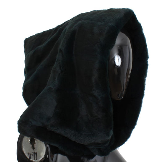 Exquisite Green Weasel Fur Hooded Scarf by Dolce & Gabbana