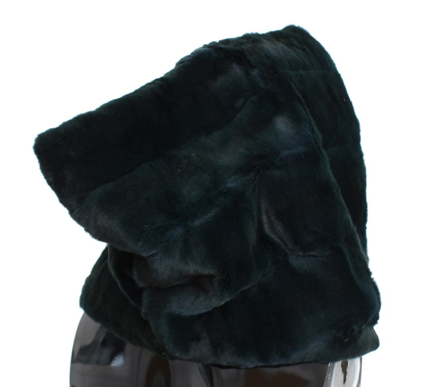 Dolce & Gabbana Green Fur Hooded Scarf
