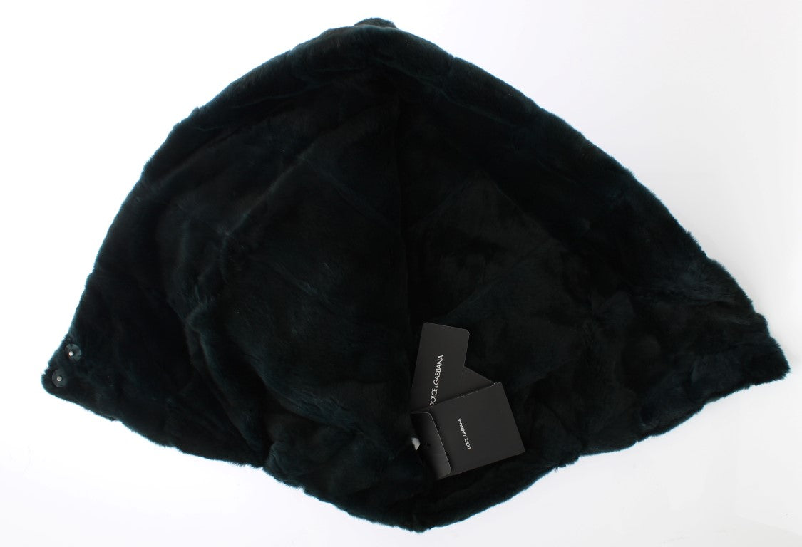 Dolce & Gabbana Green Fur Hooded Scarf