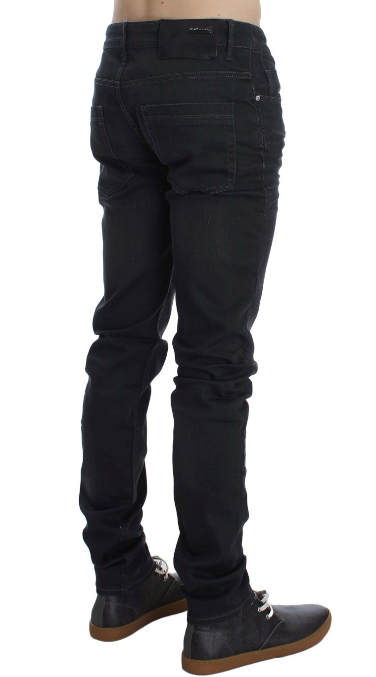 Men's premium denim jeans in sleek gray with zipper fly closure