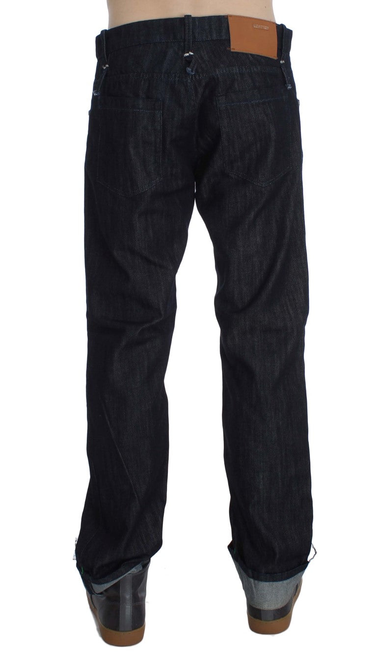 Acht Elegant Straight Fit Blue Mens Jeans - High Quality Denim Material with Classic Stylish Design