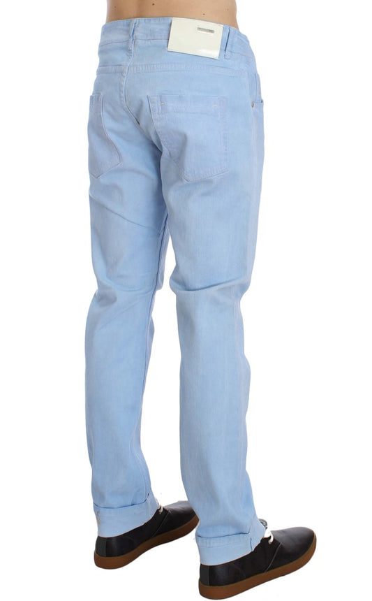 Acht Elegant Low Waist Regular Fit Men's Jeans in classic blue denim with subtle distressing and a comfortable fit