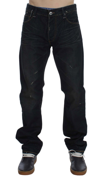  Acht Elegant Straight Fit Dark Blue Jeans with discreet logo details 