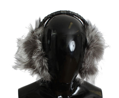 Luxurious ear muffs adorned with shimmering clear and gray crystals