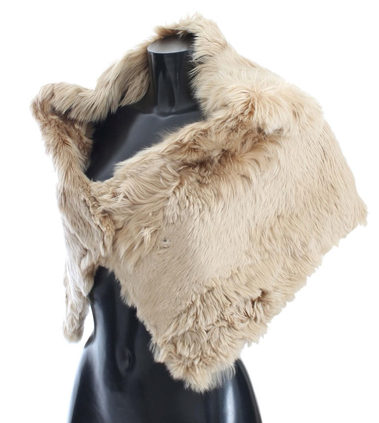 Luxurious Dolce & Gabbana Alpaca Fur Wrap in Beige Made in Italy