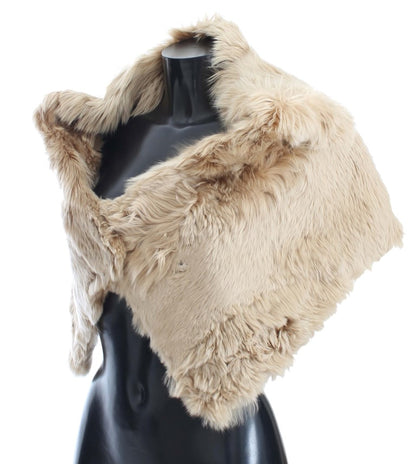 Luxurious Dolce & Gabbana Alpaca Fur Wrap in Beige Made in Italy