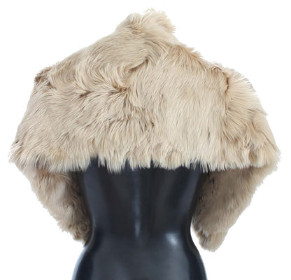 Elegant Beige Shoulder Collar Wrap with Logo Details from Dolce & Gabbana