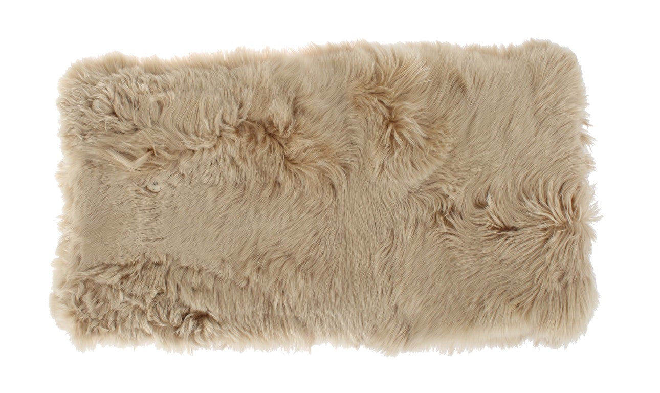 Sophisticated Beige Alpaca Fur Shoulder Wrap with Authentic Logo Details