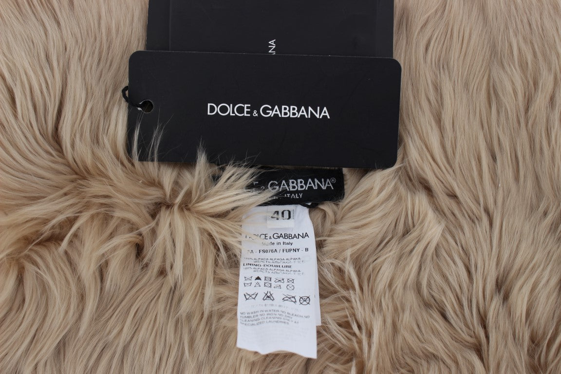 Stunning Beige Alpaca Fur Shoulder Wrap with Unparalleled Style