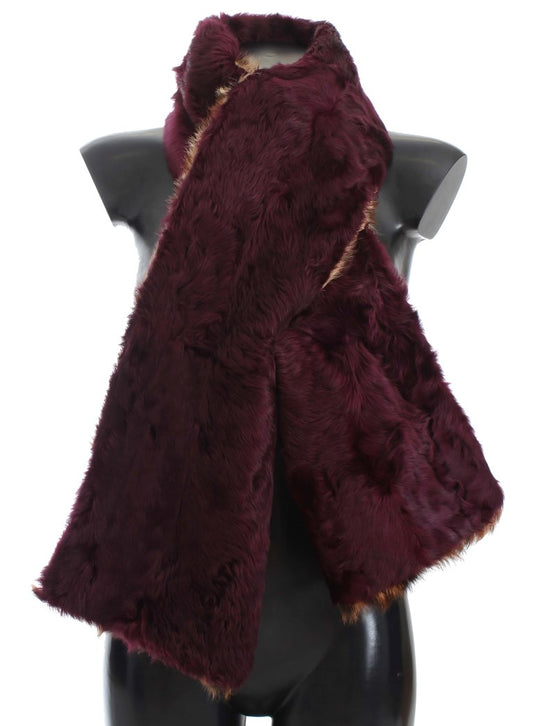 Exquisite Purple Leopard Print Lambskin Fur Scarf by Dolce & Gabbana