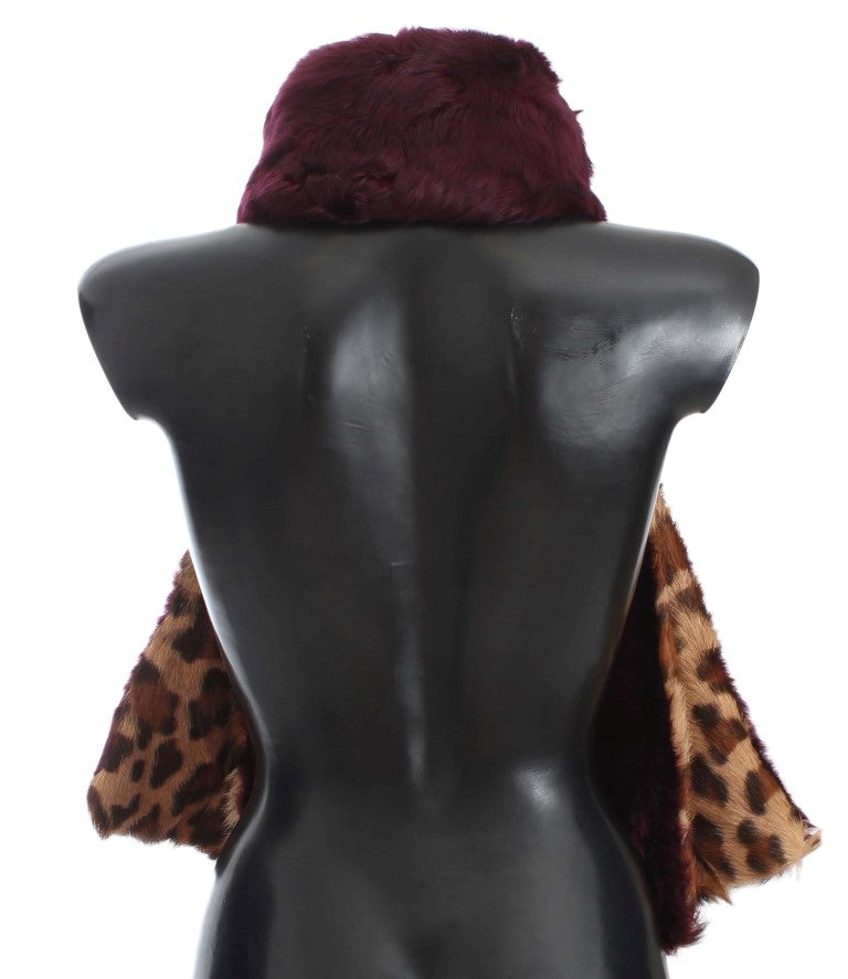 Opulent Goatskin Fur Lined Leopard Print Scarf