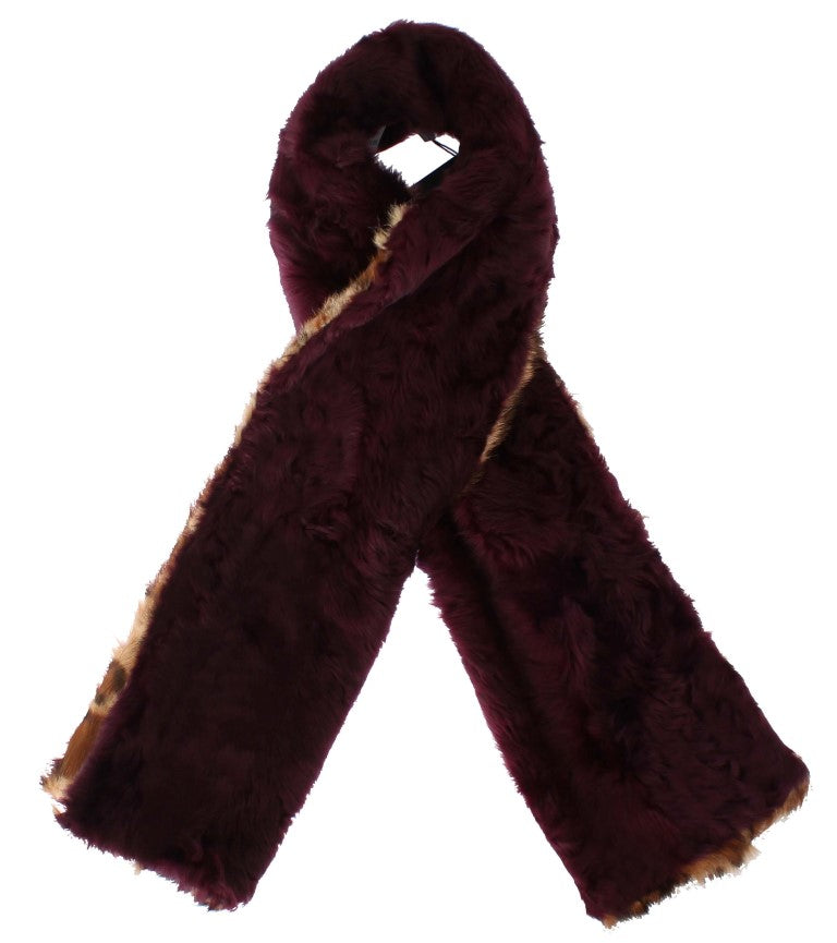 Italian Made 100% Lambskin Fur Leopard Print Scarf