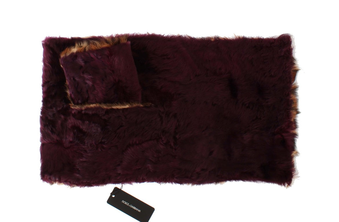 Dolce & Gabbana Leopard Print Lambskin Fur Scarf from Italy