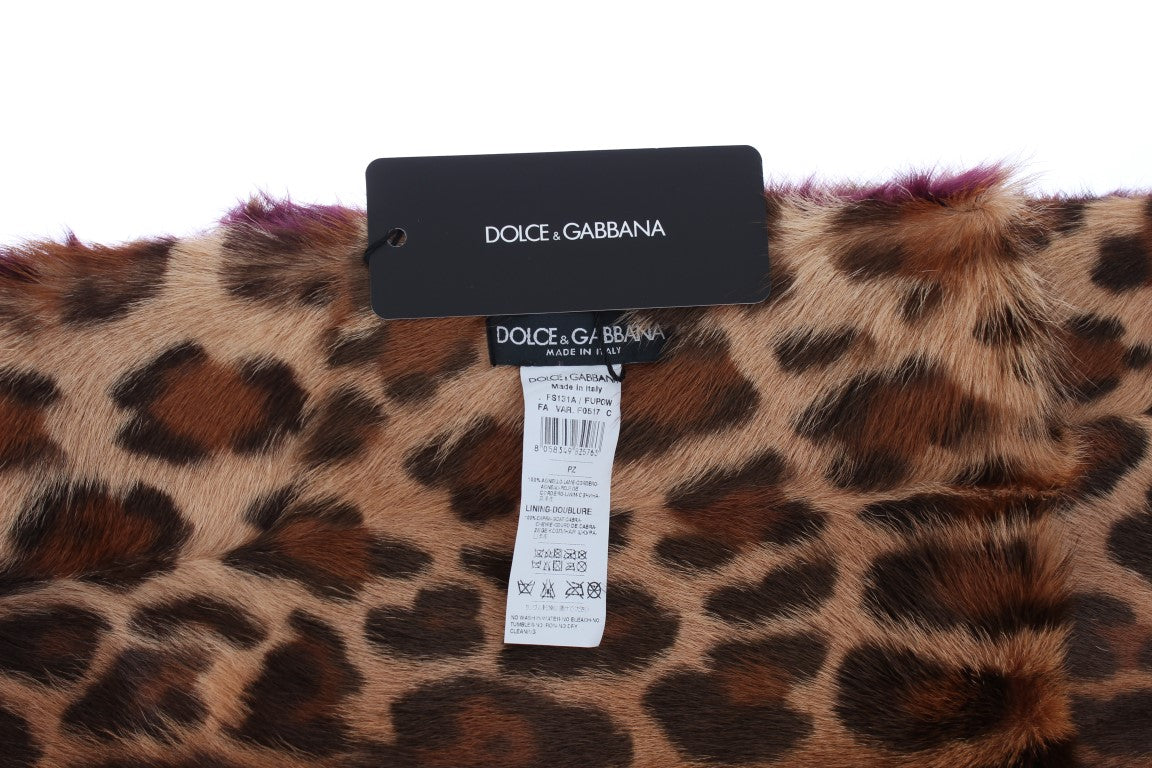 Stunning 100% Lambskin Fur Leopard Print Scarf