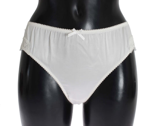 Exquisite white silk blend slip panty with logo detail by Dolce & Gabbana
