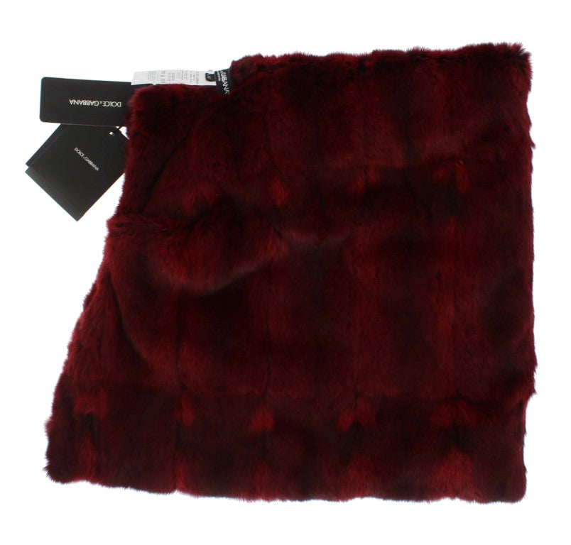 Elegant and exclusive 100% hamster fur hooded scarf wrap in bordeaux