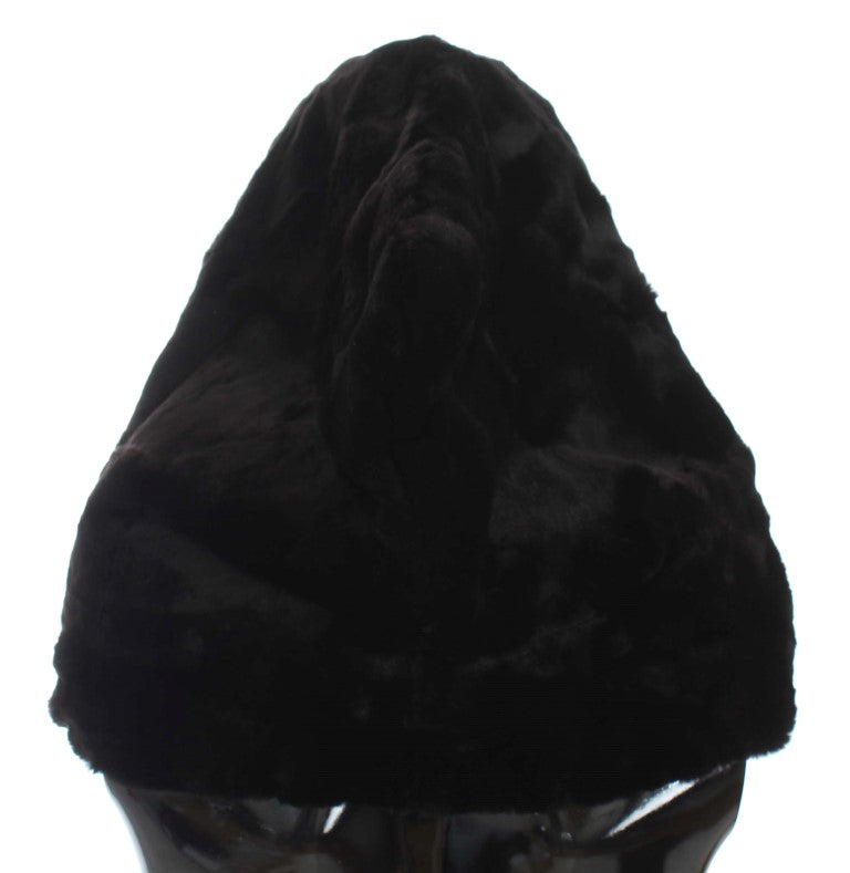 Dolce & Gabbana Black Fur Hooded Scarf