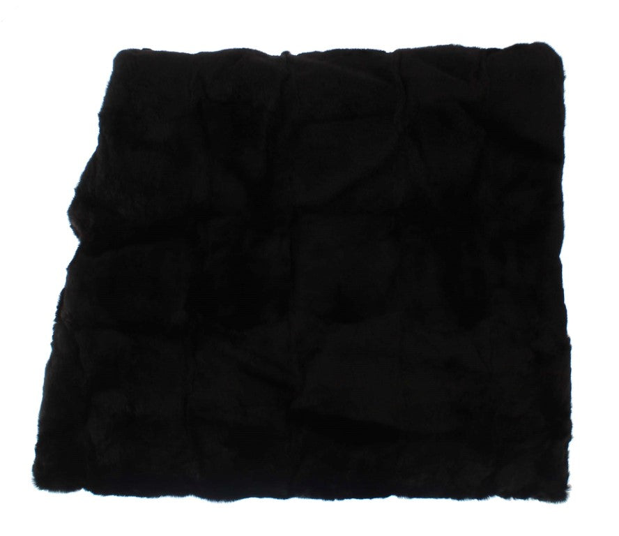 Dolce & Gabbana Black Fur Hooded Scarf