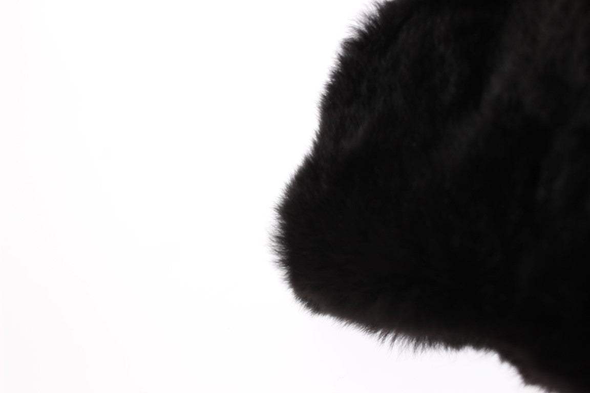 Dolce & Gabbana Black Fur Hooded Scarf
