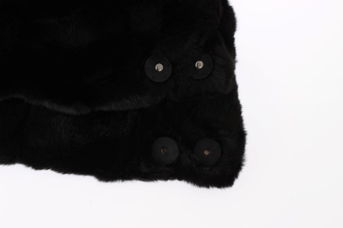 Dolce & Gabbana Black Fur Hooded Scarf