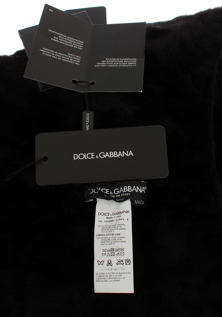 Dolce & Gabbana Black Fur Hooded Scarf