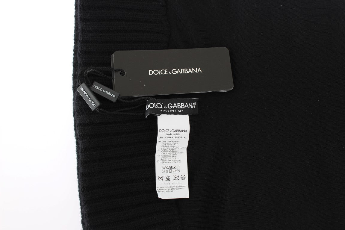 Dolce & Gabbana Elegant Black Sequined Hooded Scarf Wrap for Women