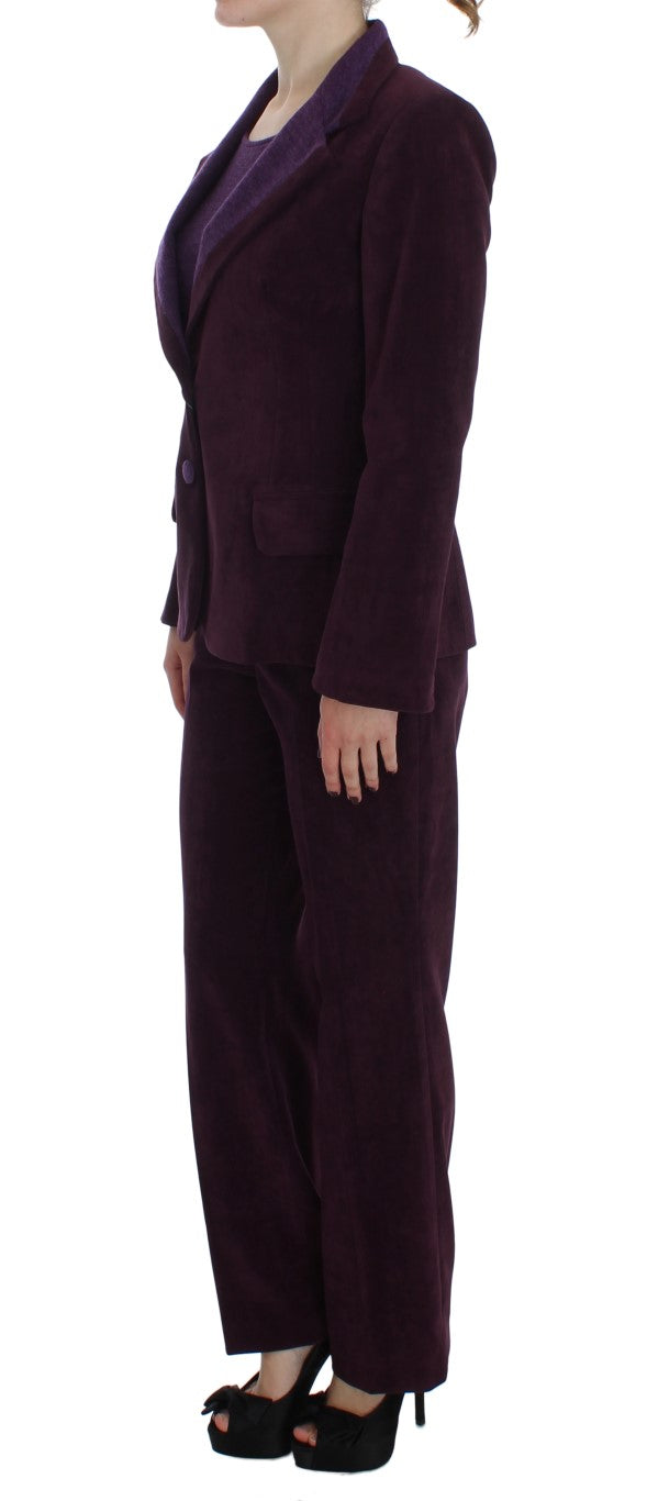 Stylish purple pants with side zipper closure and premium wool blend material