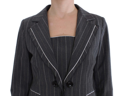 Sheath knee-length dress paired with sophisticated matching blazer