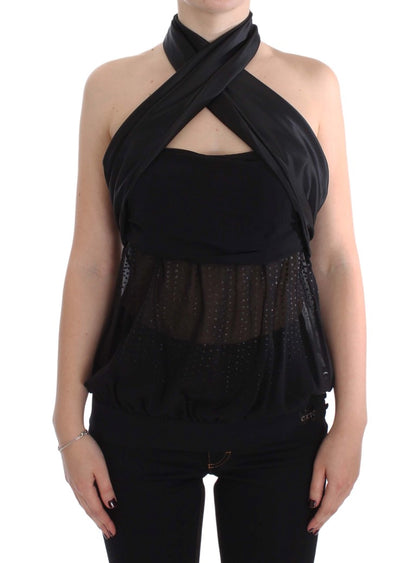 Exte Elegant Black Evening Wrap Top Blouse with Original Tags
