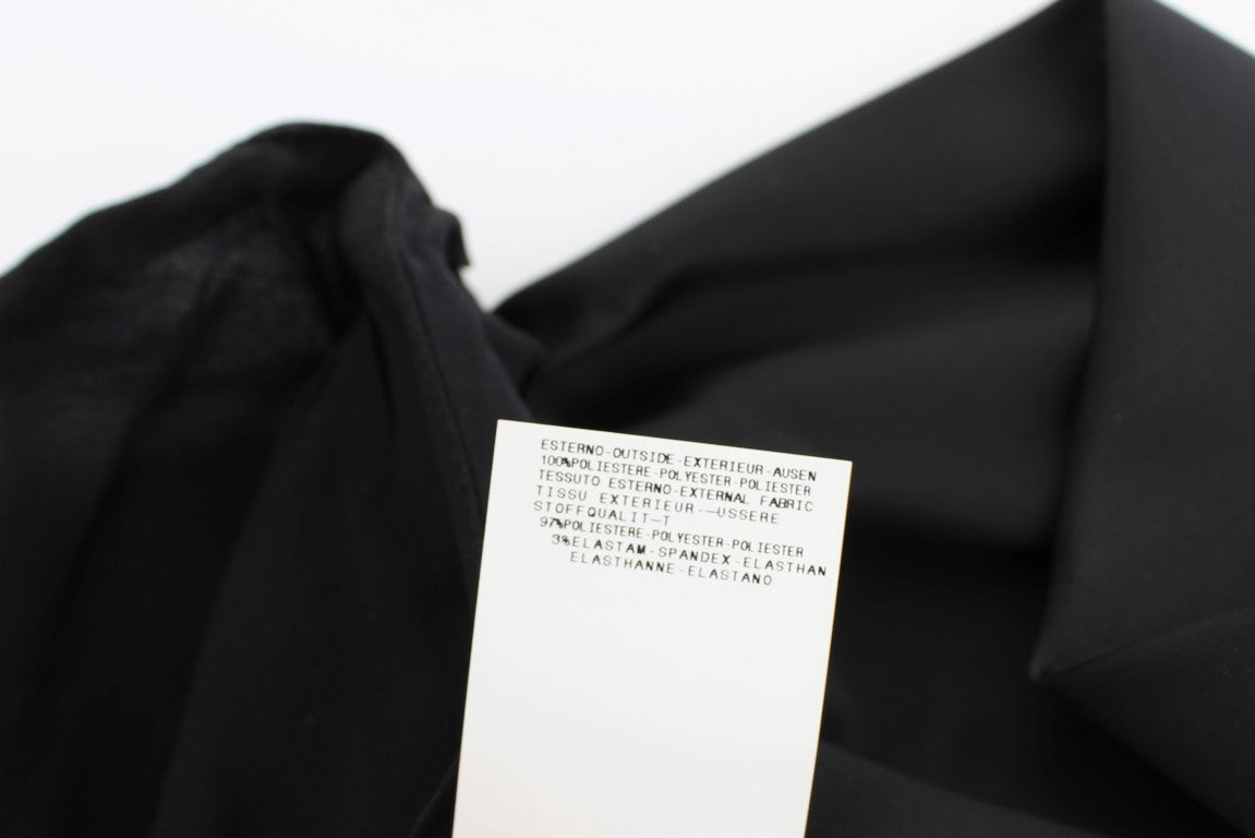 Sheer beauty and luxury in a black evening wrap top blouse
