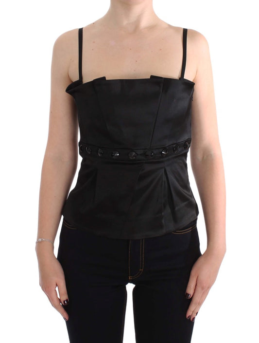 Exte Elegant Black Evening Cami Top made with luxurious blend of acetate, cotton, and elastane