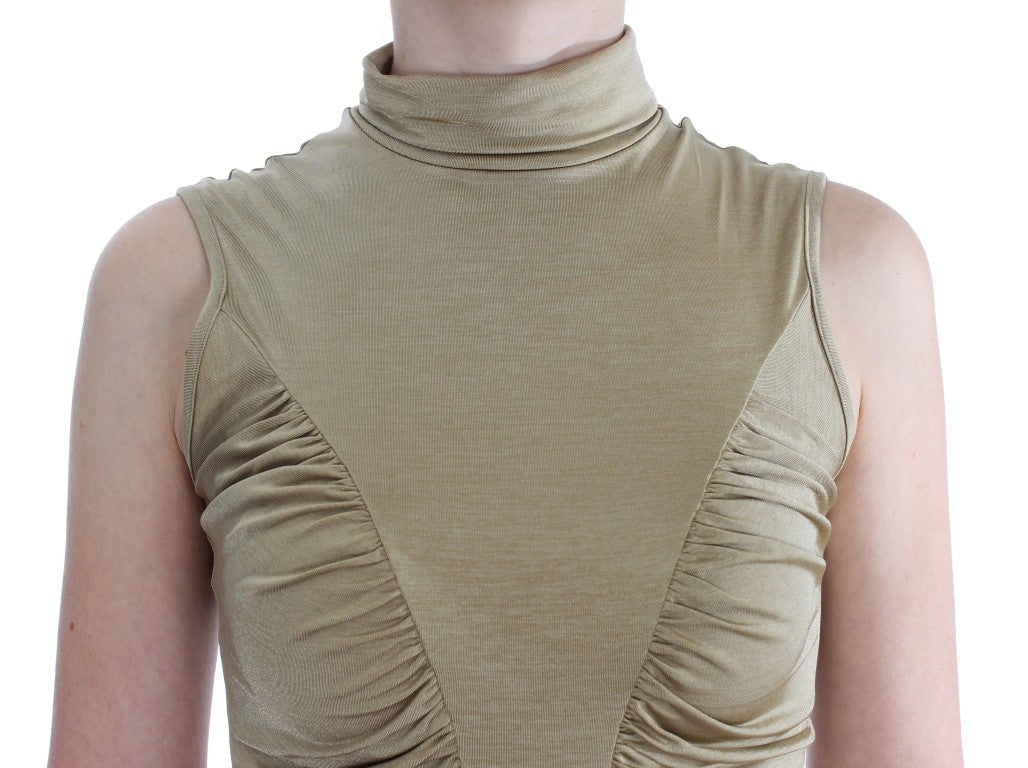 Exte Glamorous Gold Turtleneck Vest Top made in Italy with attention to detail and tags assured