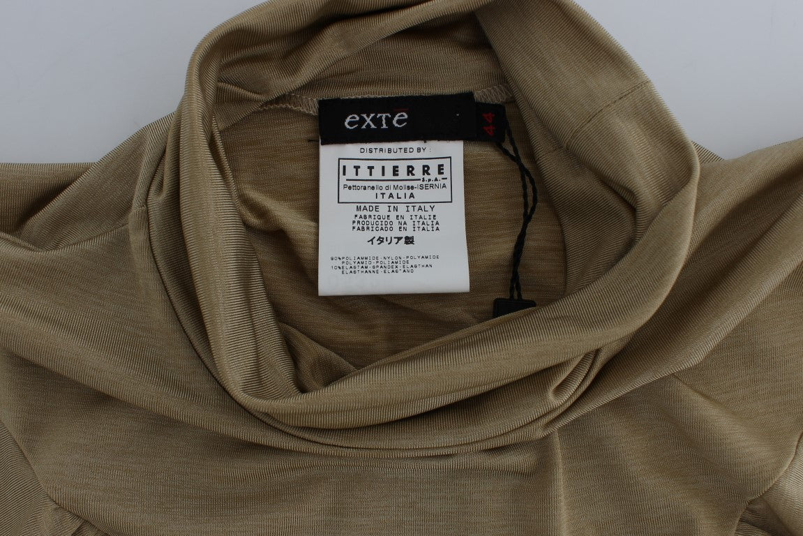 Exte Glamorous Gold Turtleneck Vest Top highlighting the luxurious touch of Exte and its exquisite construction