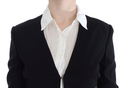  Blue and black suit with logo details 