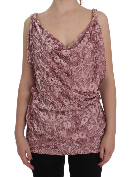 Exte Silk Blend Floral Print Top in Pink with 82% Viscose and 18% Silk